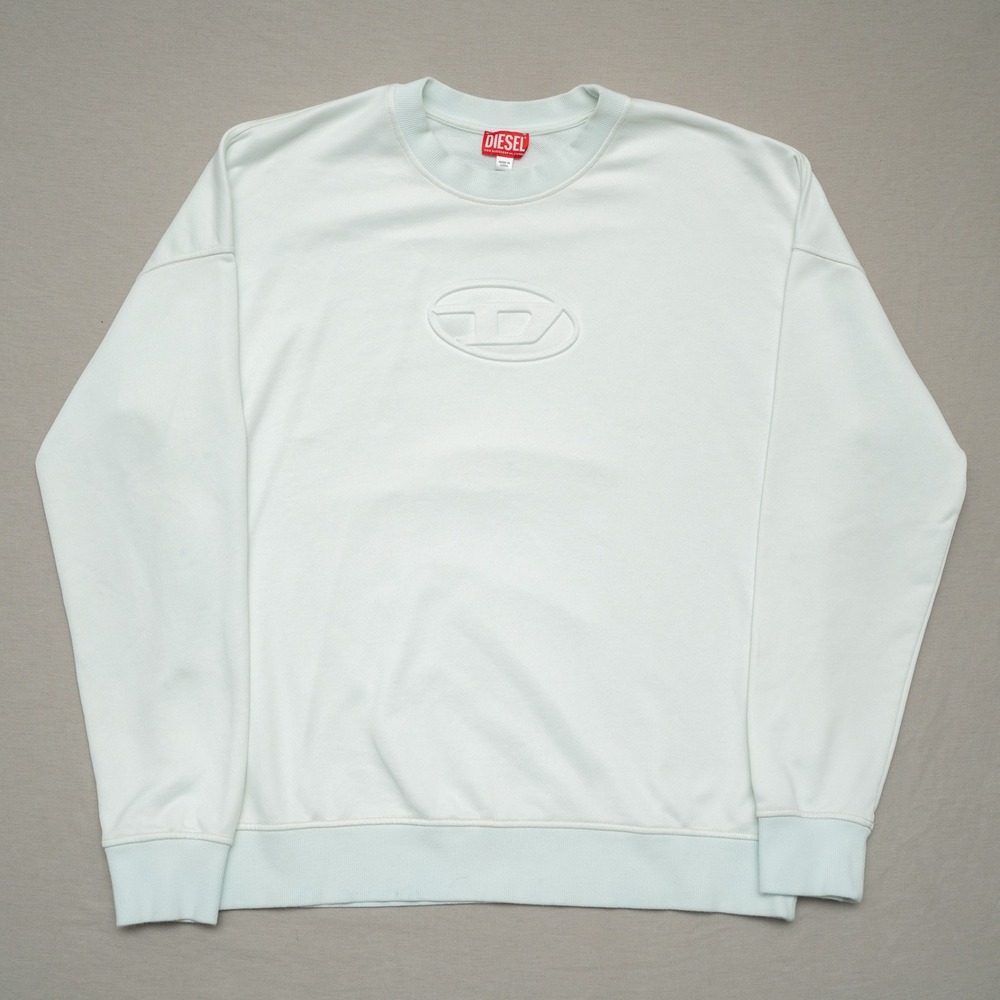 Authentic Diesel S-Mart-Bigoval Embossed Sweatshirt White/Blue Logo